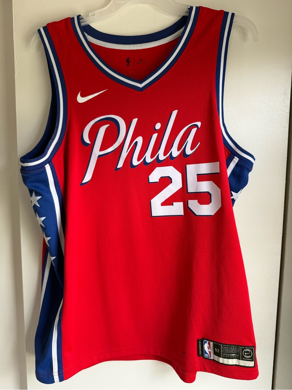 Nike Red & Navy 'Phila' Basketball Jersey #25